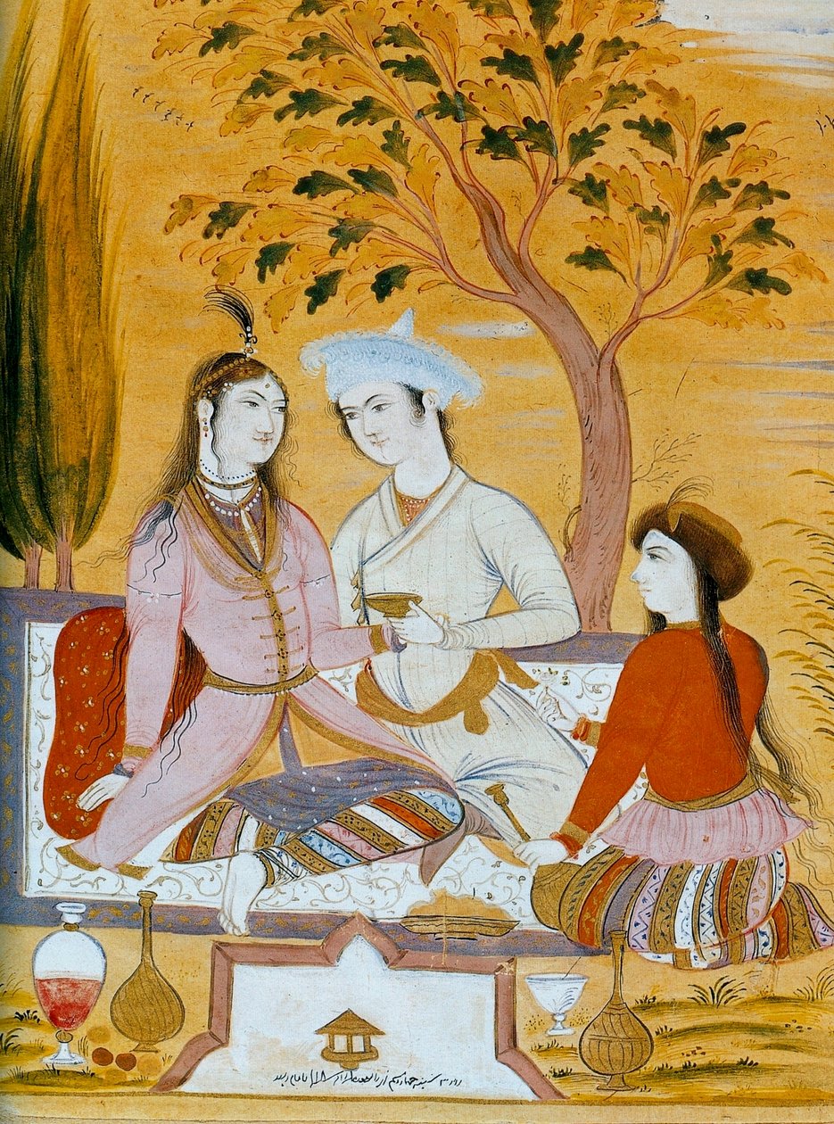 Pareja amorosa y un sirviente, 1696 de Mu