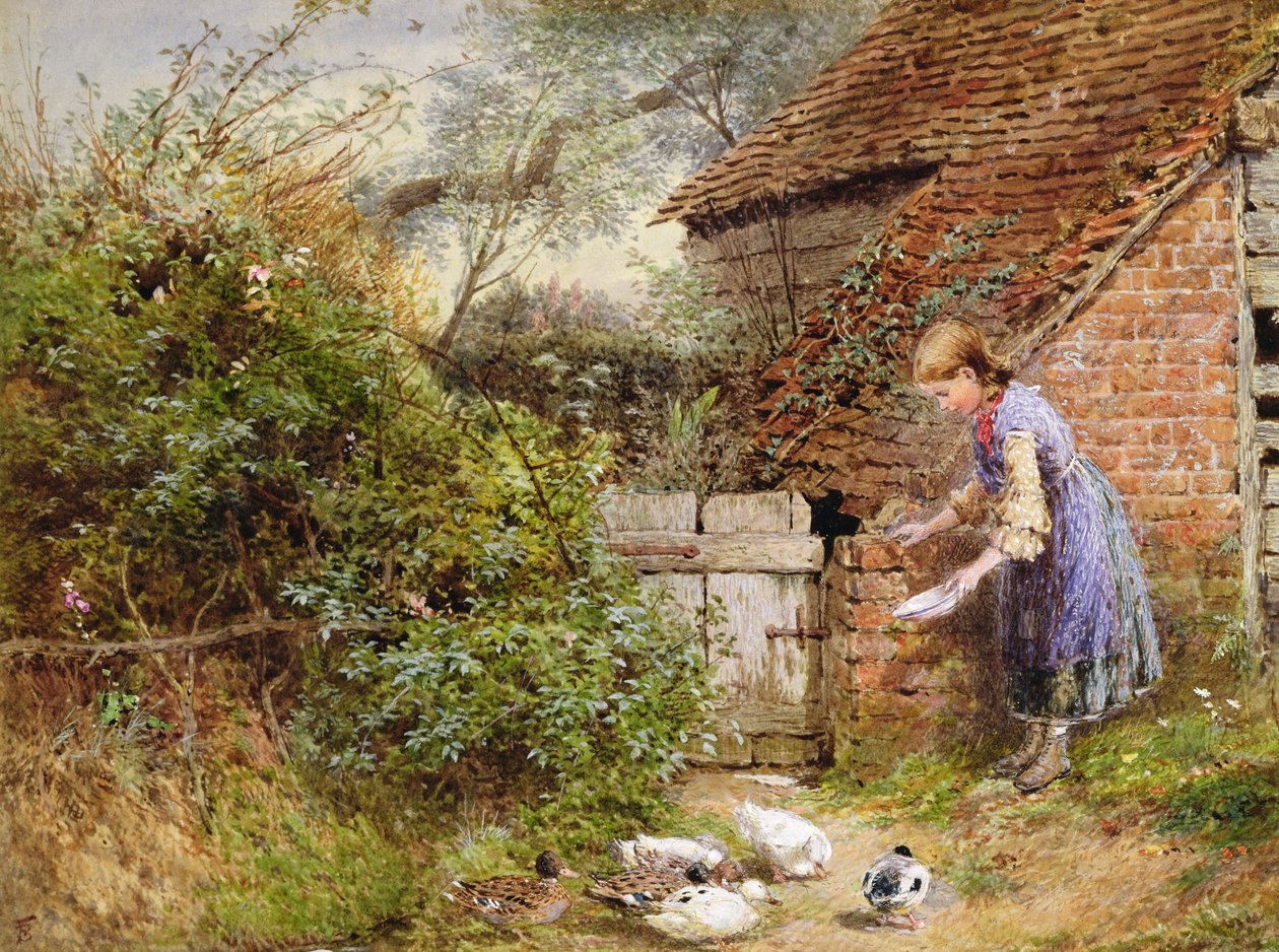 Alimentando a los patos de Myles Birket Foster