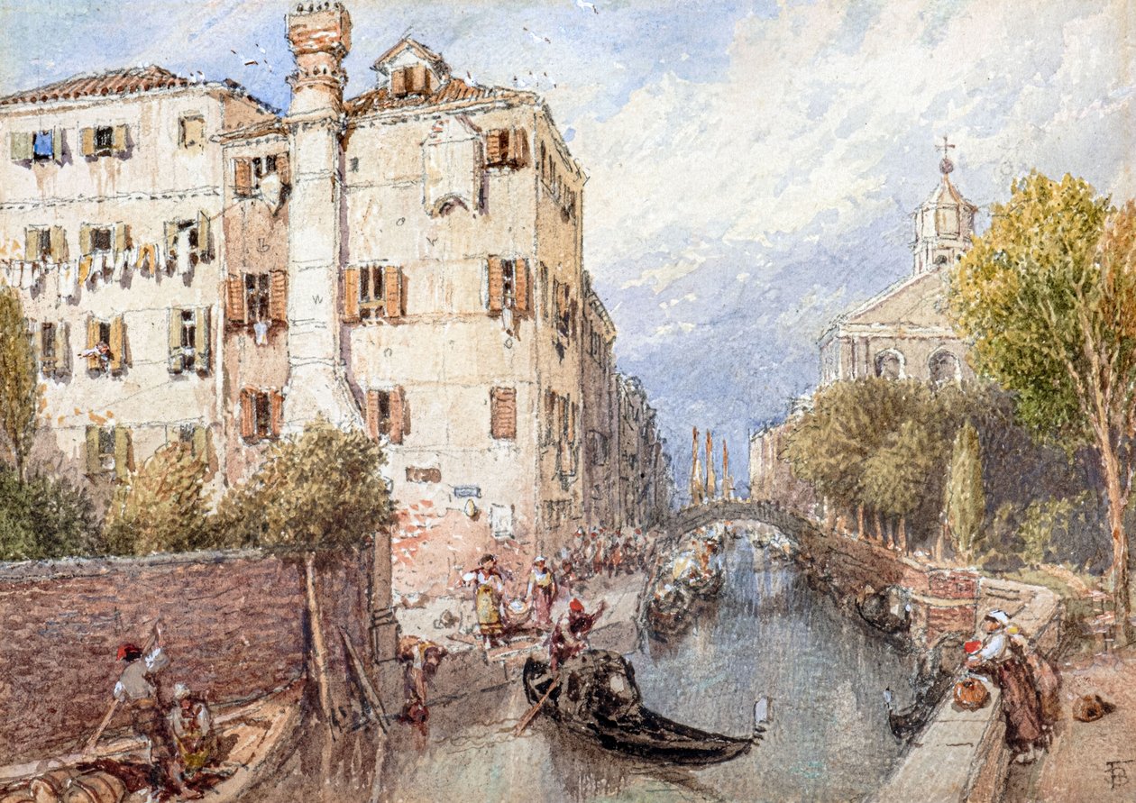 Un canal lateral en Venecia (acuarela) de Myles Birket Foster
