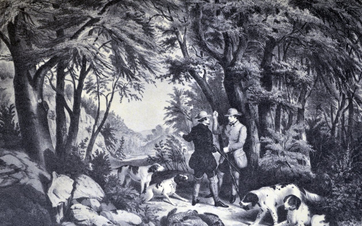 Ilustración de Currier & Ives del Siglo XIX. Caza de Perdices de N. and Ives, J.M. Currier