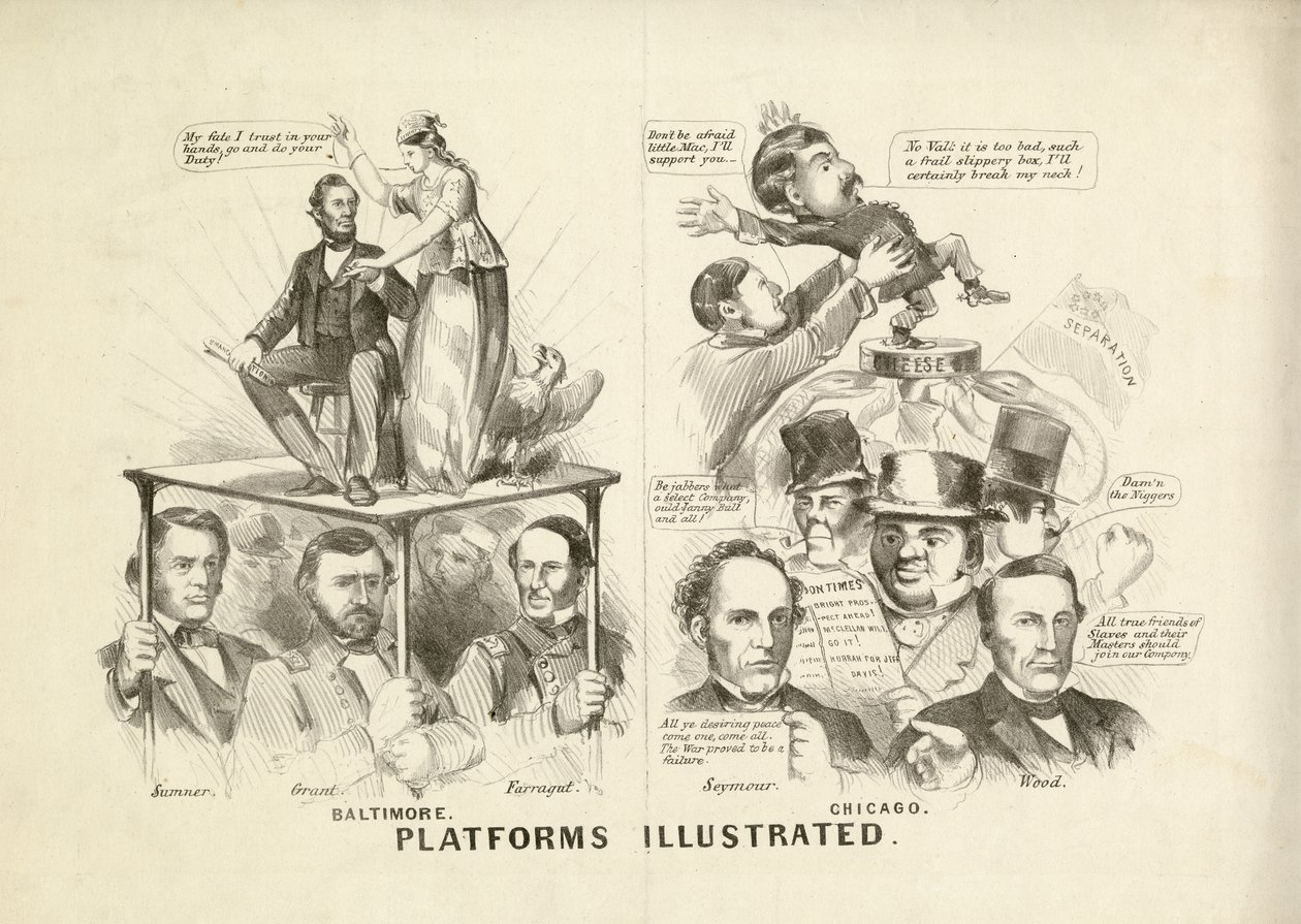 Plataformas ilustradas, 1864 de N. and Ives, J.M. Currier