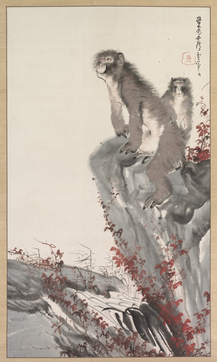 Monos junto a un arroyo, mediados de 1800 de Nagasawa Rosetsu