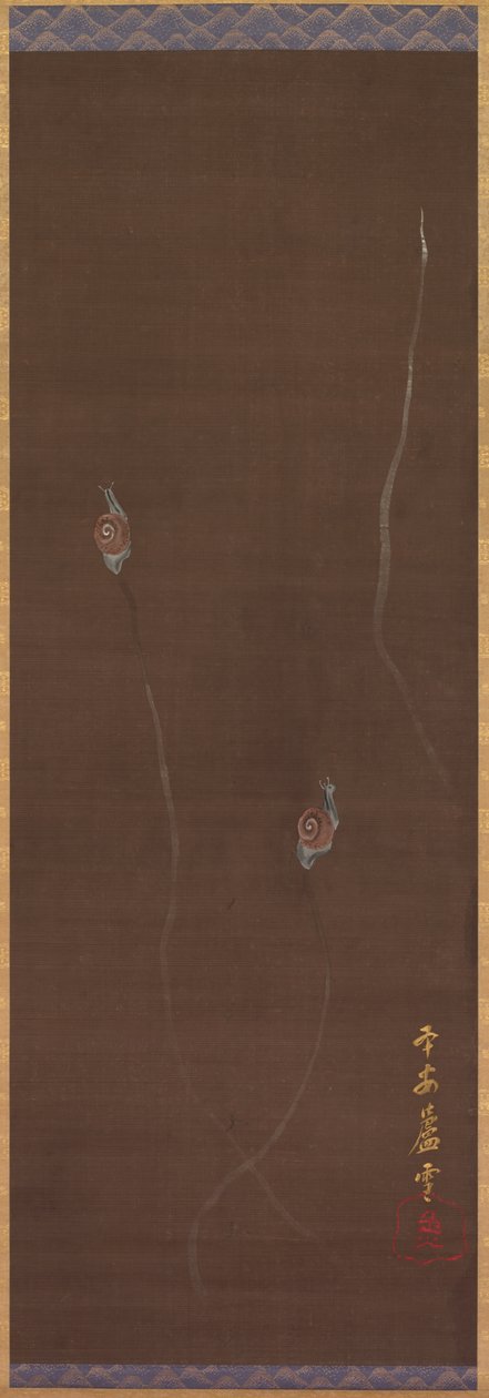 Caracoles en una pared, siglo XVIII de Nagasawa Rosetsu