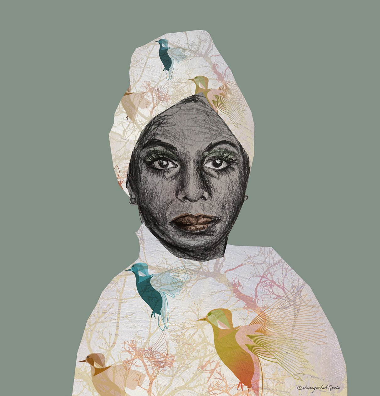 Nina Simone, 2022 (dibujo) de Nancy Moniz Charalambous