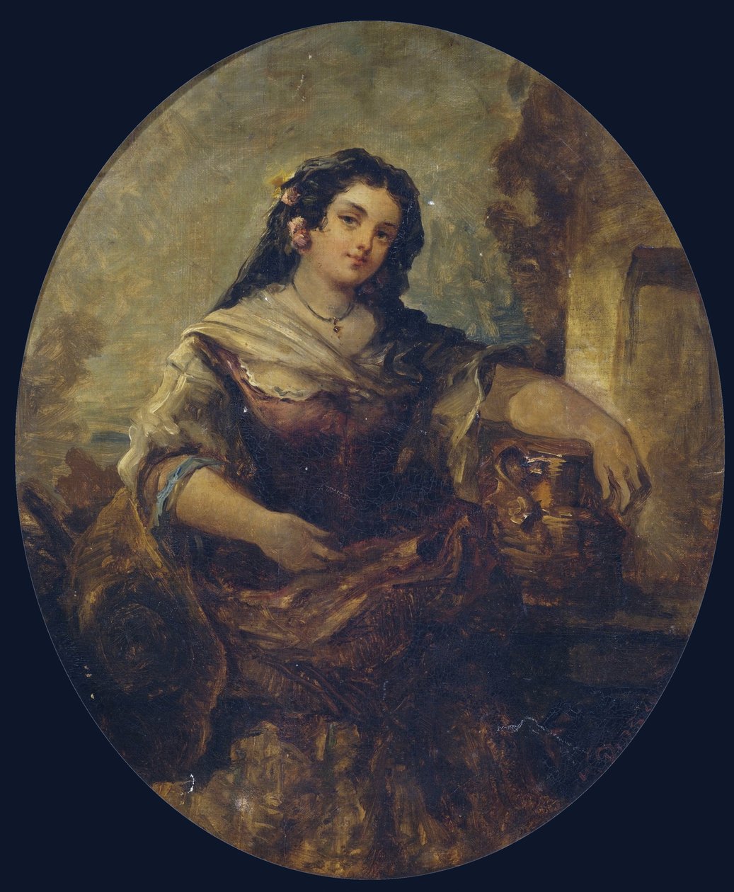 Retrato de una joven en la fuente de Narcisse Virgilio Díaz