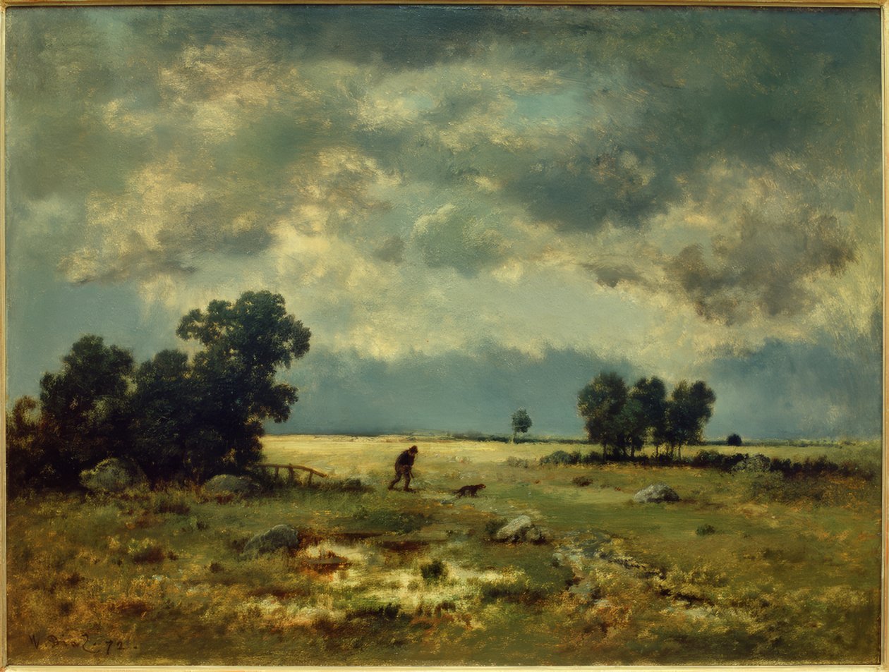 Paisaje de tormenta (con cazador) de Narcisse Diaz de la Pena