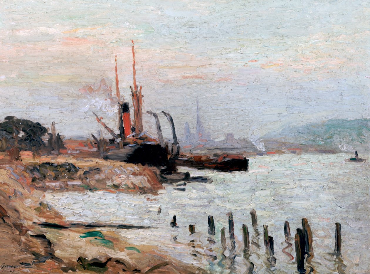 El río Sena en Rohen, c1898-1942 de Narcisse Guilbert