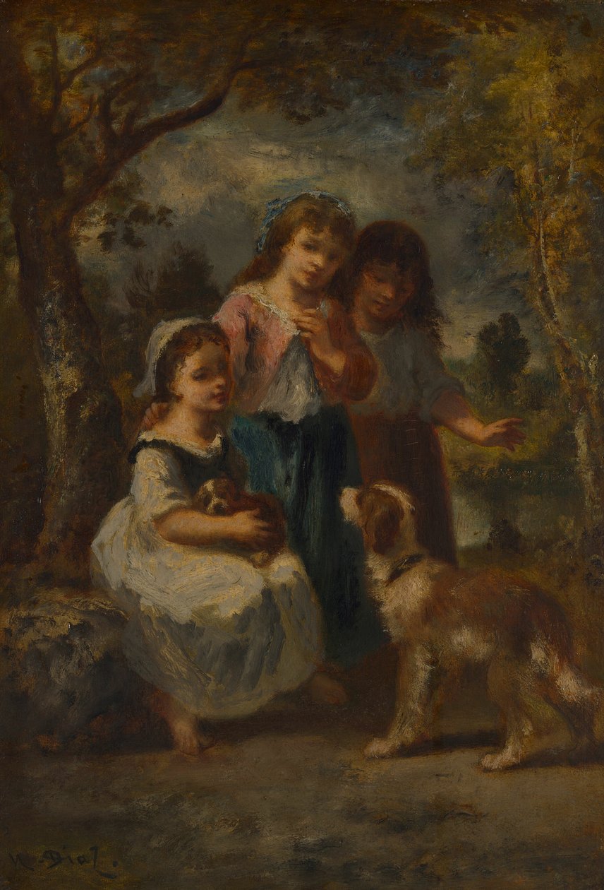 Tres niñas pequeñas de Narcisse Virgile Diaz de la Peña