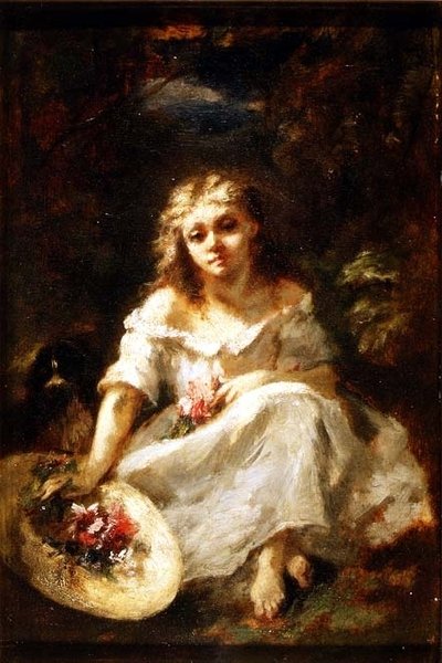 Niña con Flores de Narcisse Virgile Diaz de la Peña