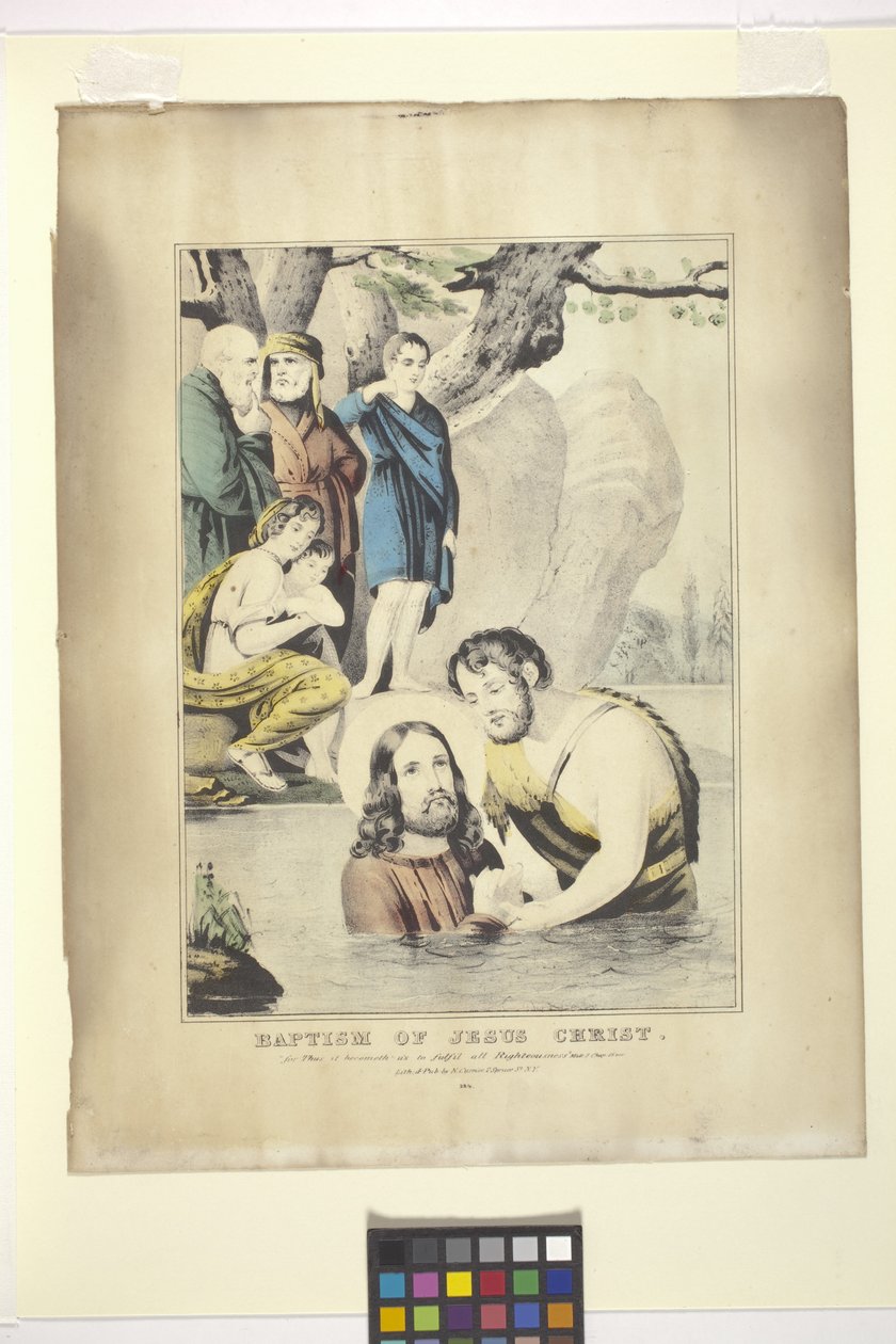Bautismo de Jesucristo (litografía coloreada a mano) de Nathaniel Currier