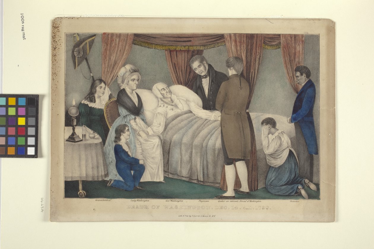 La muerte de Washington (litografía coloreada a mano) de Nathaniel Currier