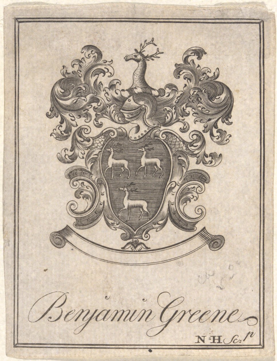 Benjamin Greene - Ex libris de Nathaniel Hurd