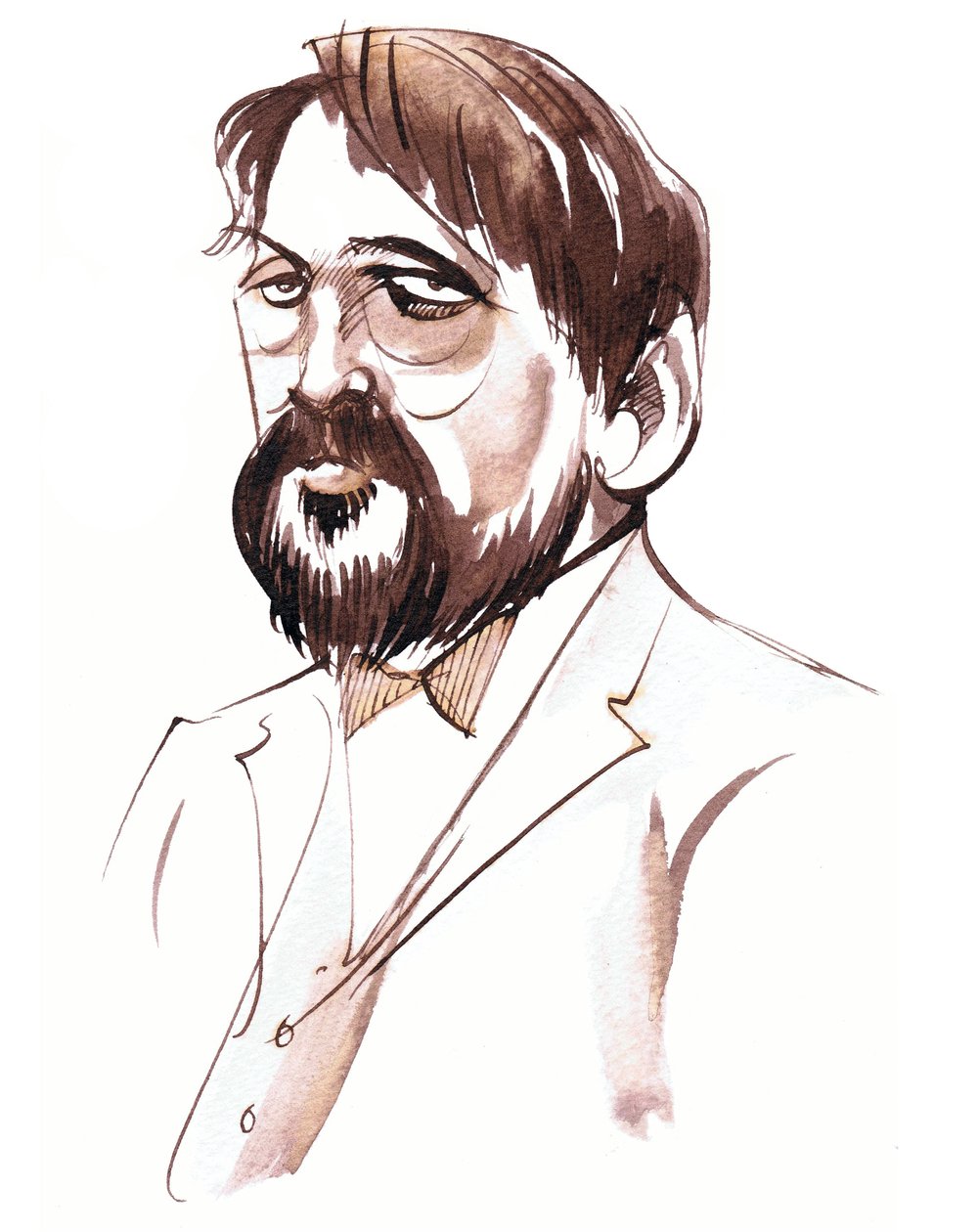 Claude Debussy, compositor francés, retrato en sepia de Neale Osborne