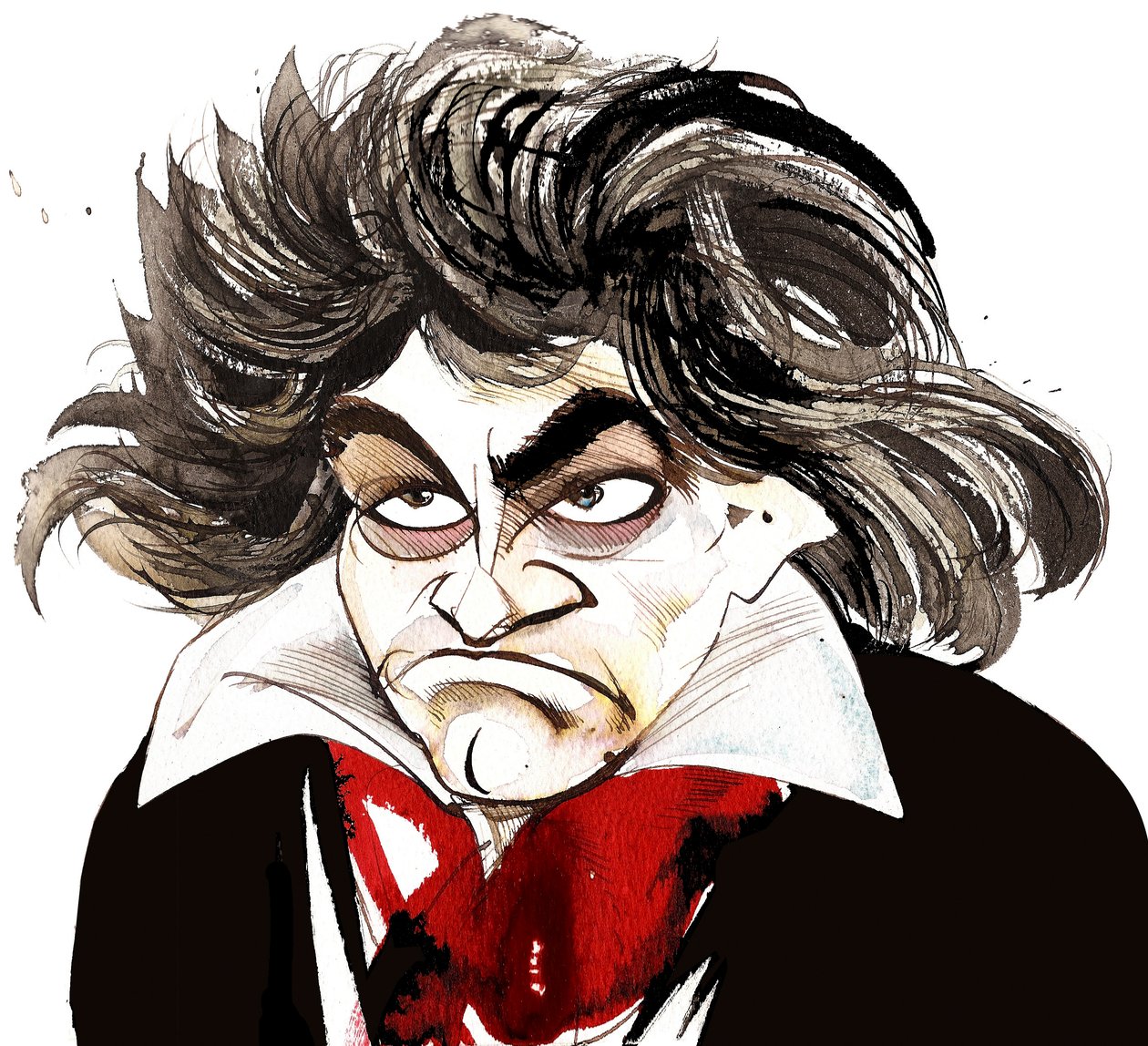 Ludwig van Beethoven, compositor alemán (1770-1827); caricatura de Neale Osborne