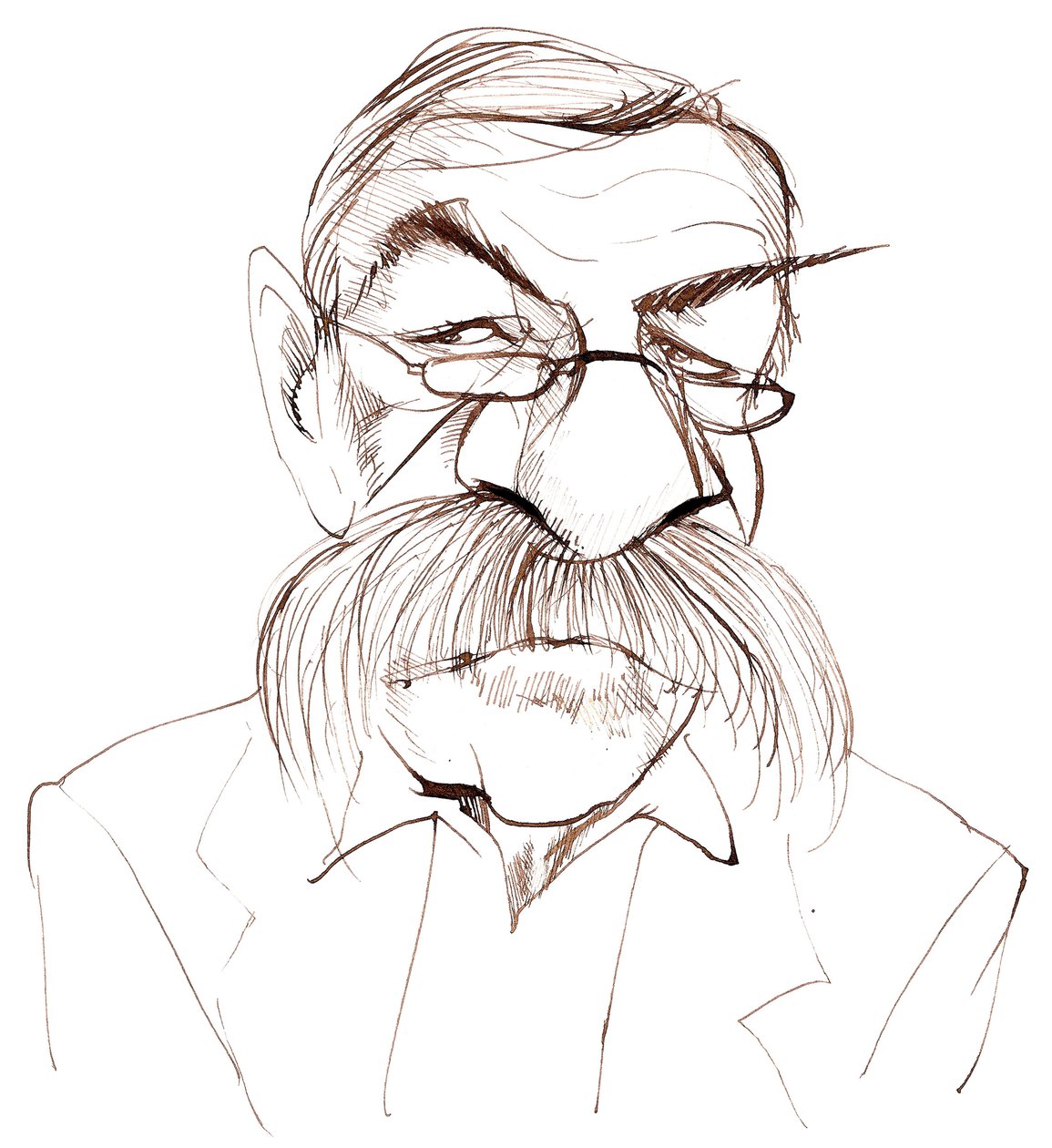 Günter Grass, novelista, poeta, dramaturgo y artista alemán; caricatura de Neale Osborne