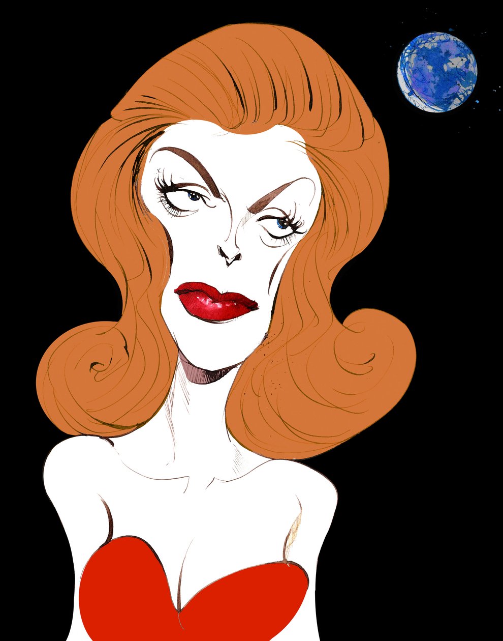 Julie London cantante y actriz estadounidense (1926-2000); caricatura en color, 2015 de Neale Osborne