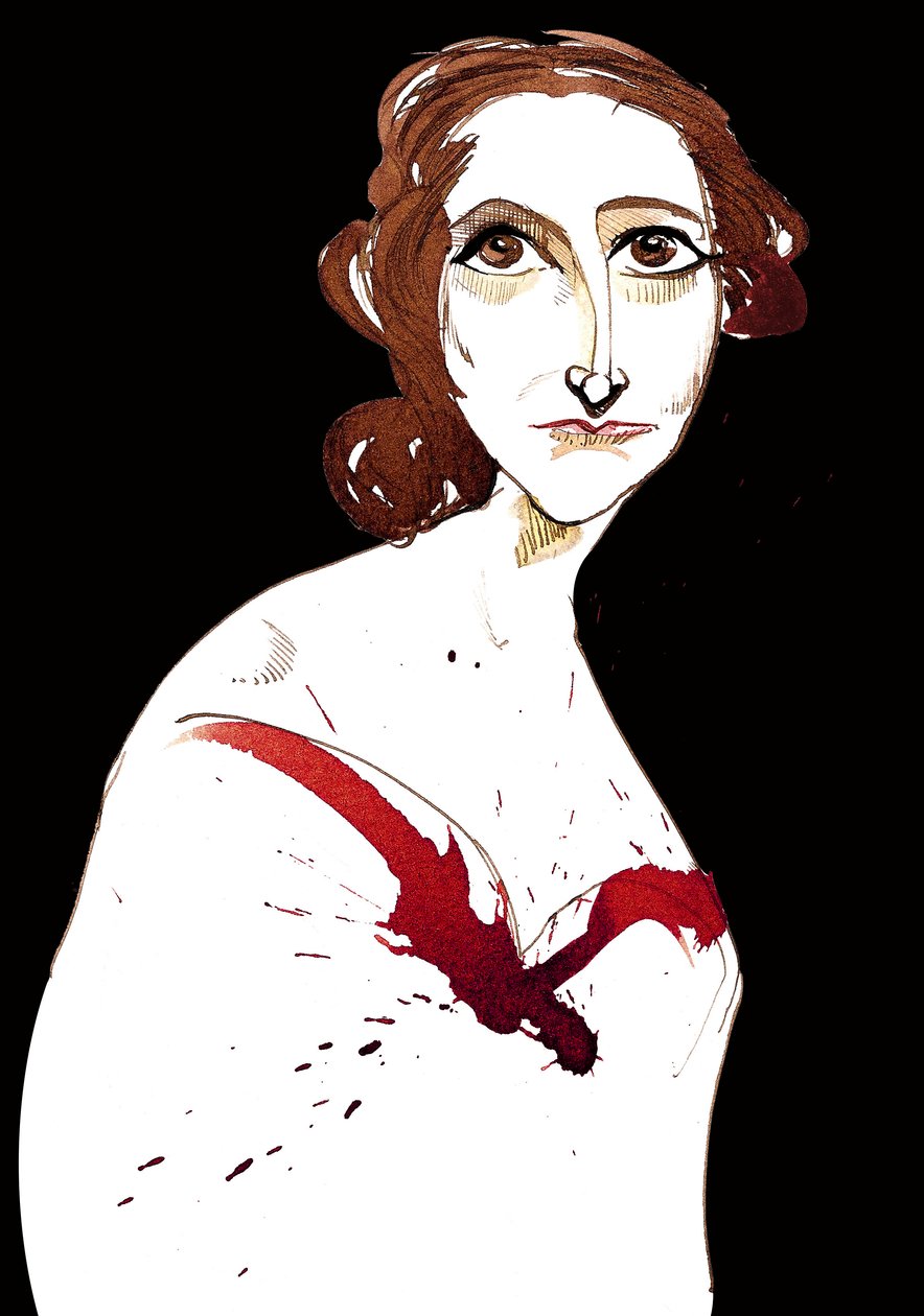 Mary Wollstonecraft Shelley, caricatura en color de Neale Osborne