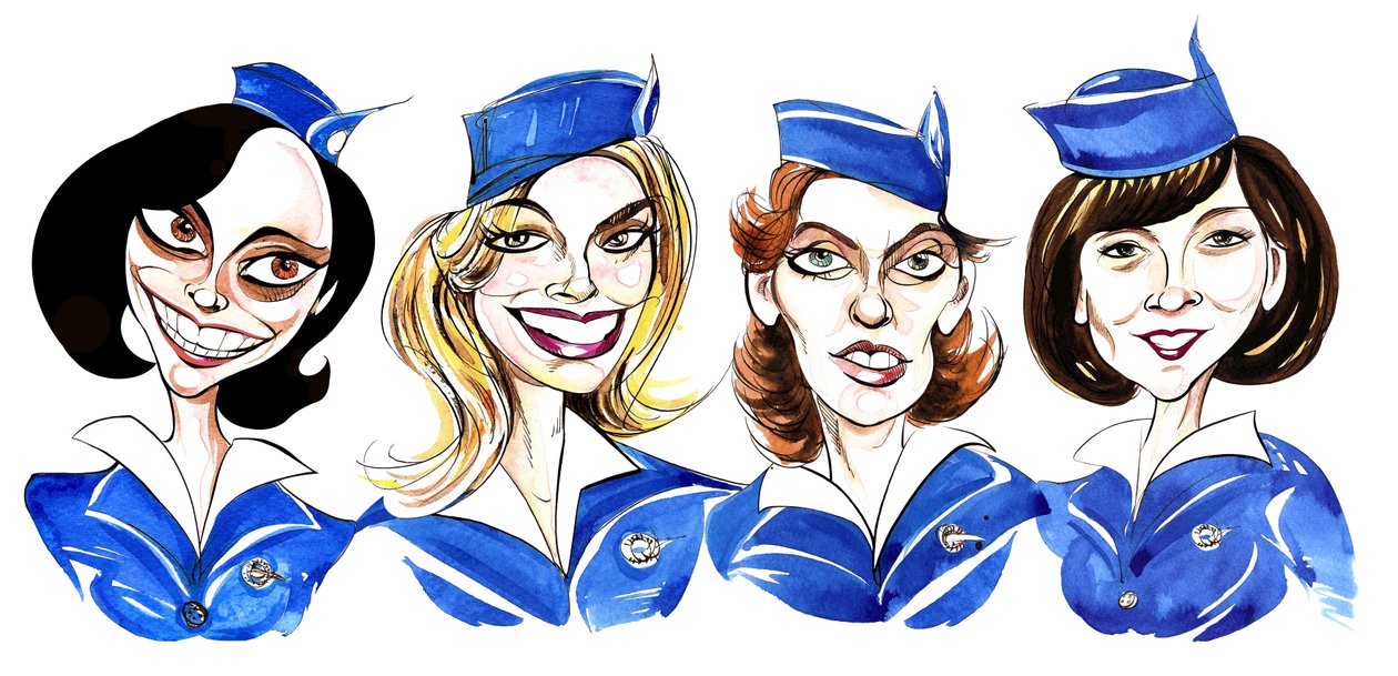 Pan Am - caricatura del elenco del programa de televisión de Neale Osborne