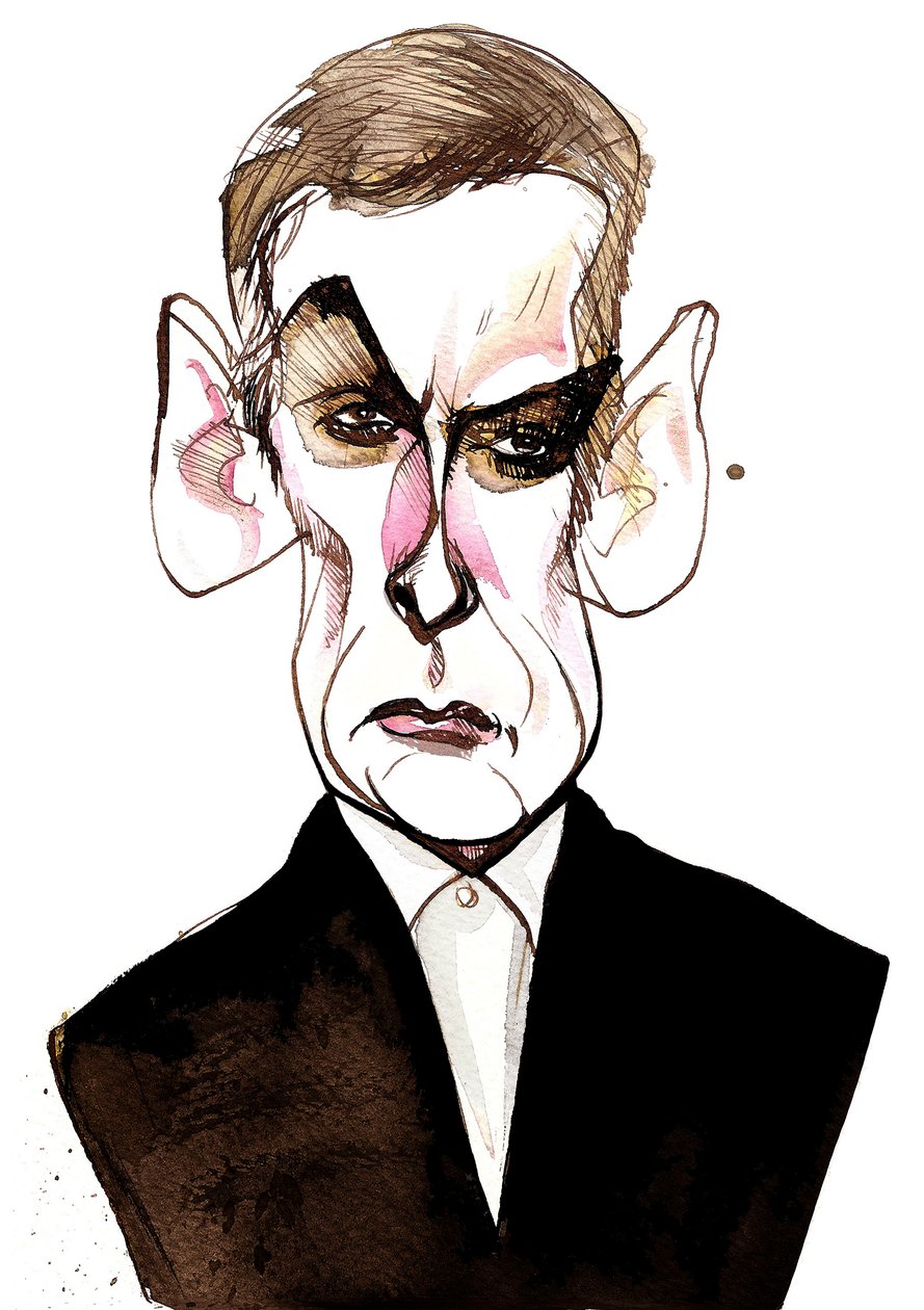 Peter Capaldi, actor y director de cine escocés (nacido en 1958); caricatura de Neale Osborne