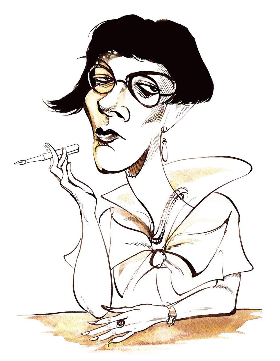 Sylvia Townsend Warner (caricatura con pluma) de Neale Osborne
