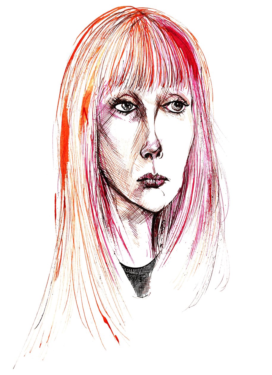 Sylvie Guillem, retrato en tinta de color de Neale Osborne