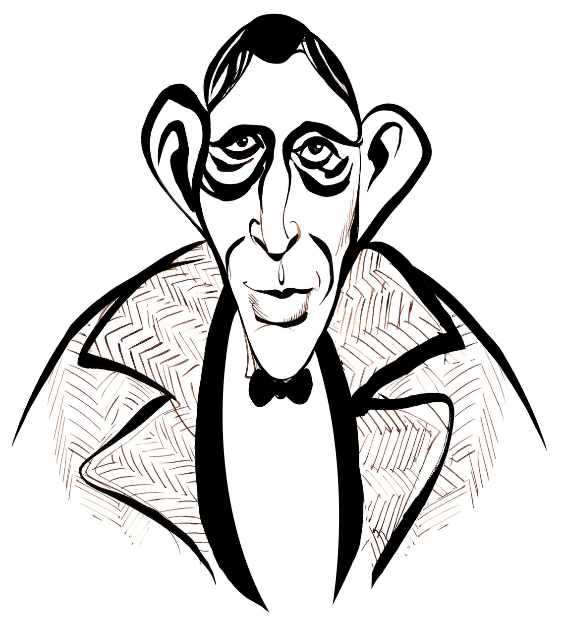 Wystan Hugh Auden - caricatura en blanco y negro de Neale Osborne