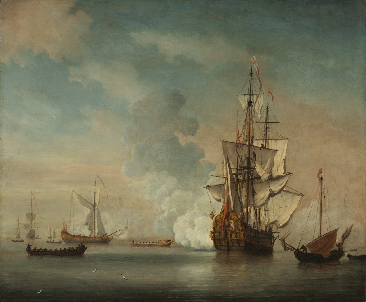 Saludo de un buque de guerra inglés de Netherlandish School