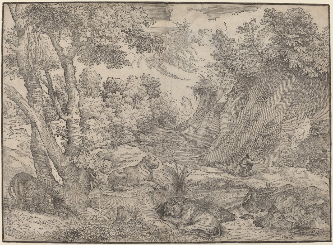San Jerónimo en el desierto de Niccolò Boldrini after Titian