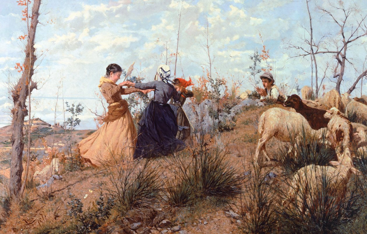 Ring-around-the-rosey, de Niccolo Cannicci (1846-1906). de Niccolo Cannicci