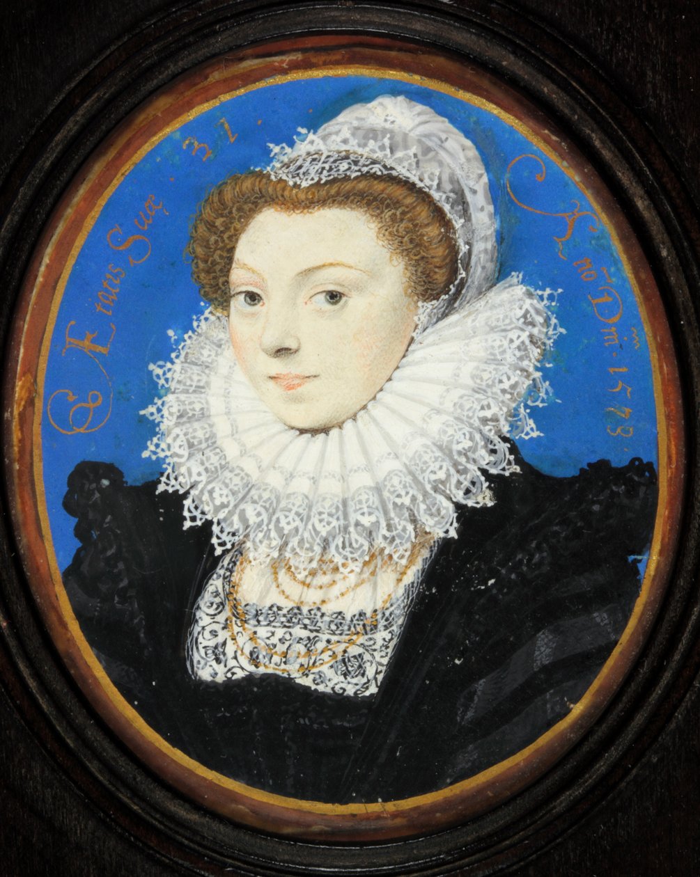 Mujer desconocida con gorro de encaje de Nicholas Hilliard