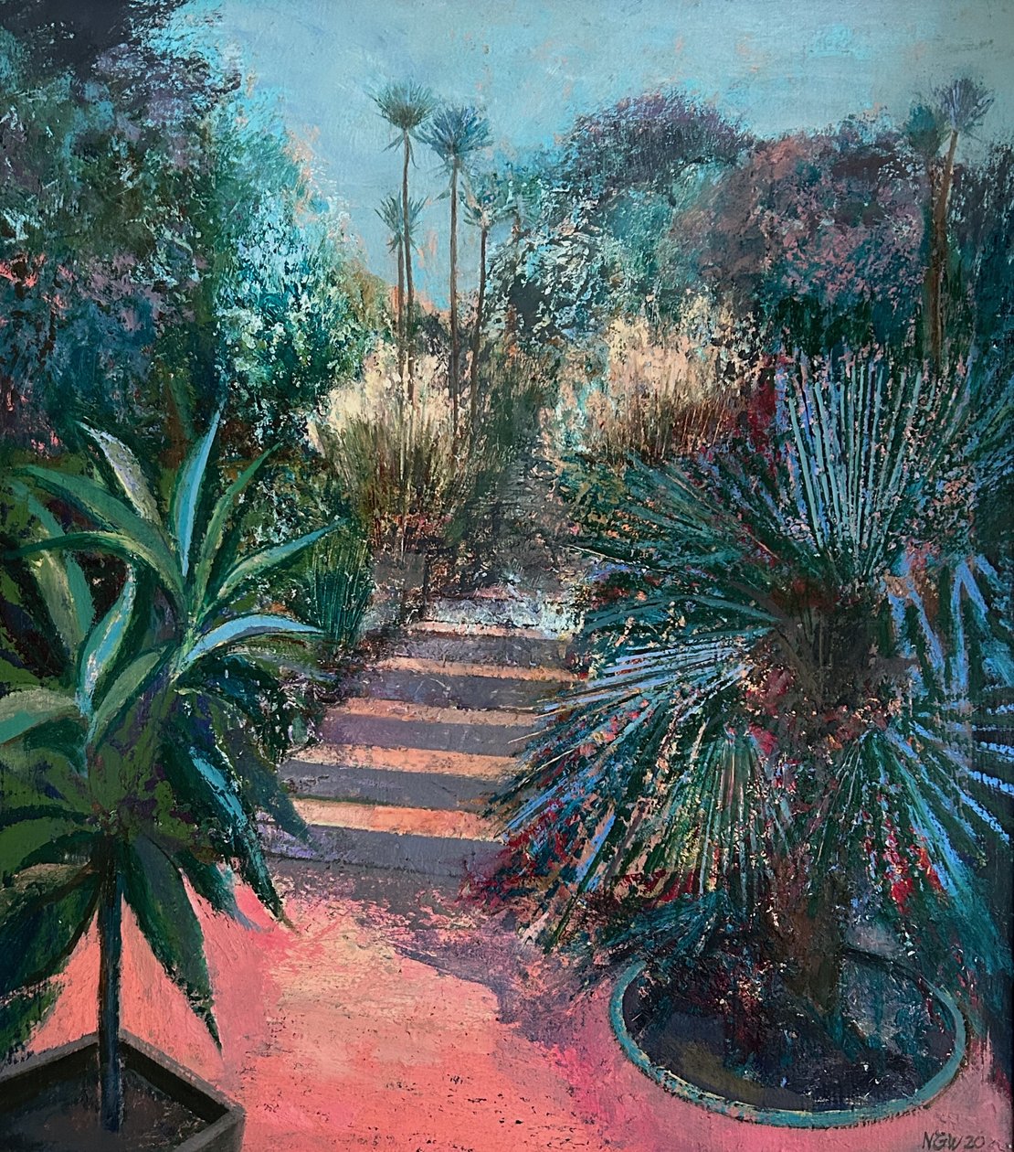 Jardín hundido, 2020-23 (óleo sobre tabla) de Nick Williams