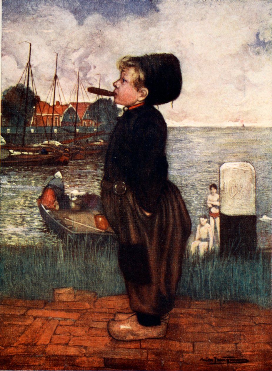 Un niño fumando, Volendam, 1904 de Nico Jungman