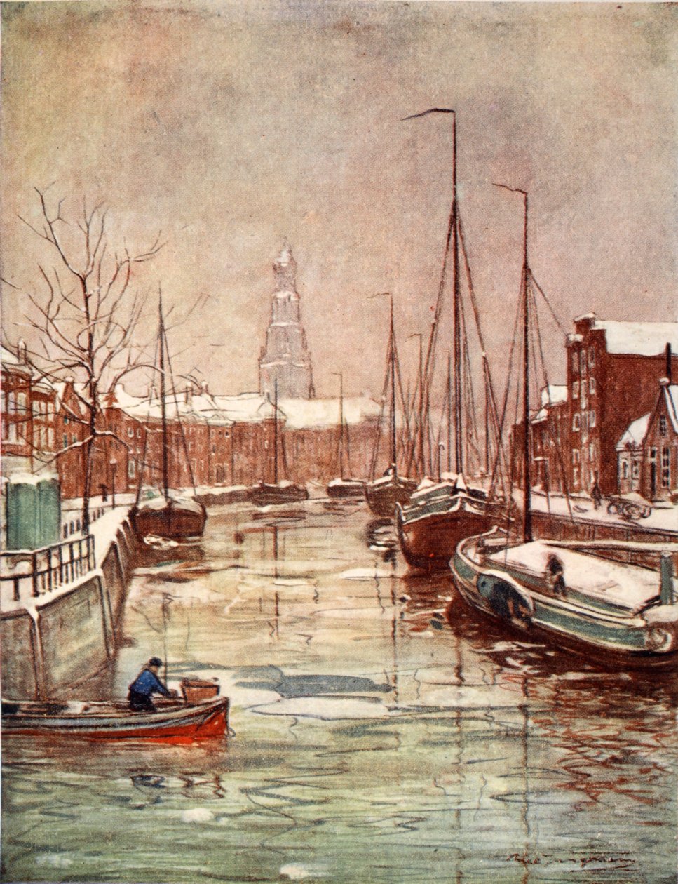Un Canal de Groningen a Principios del Invierno, 1904 de Nico Jungman