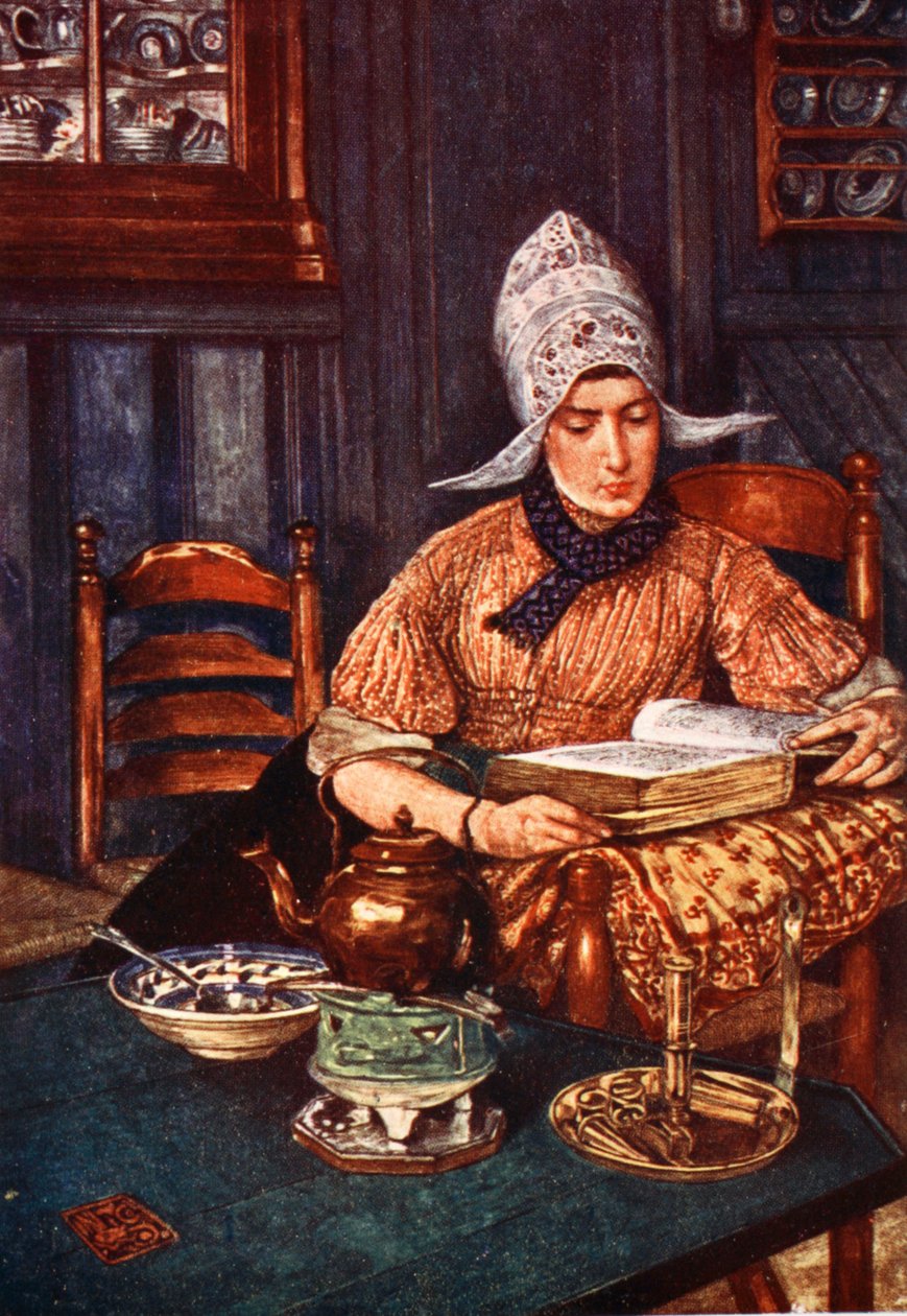 Interior con mujer leyendo un libro de Nico Jungman