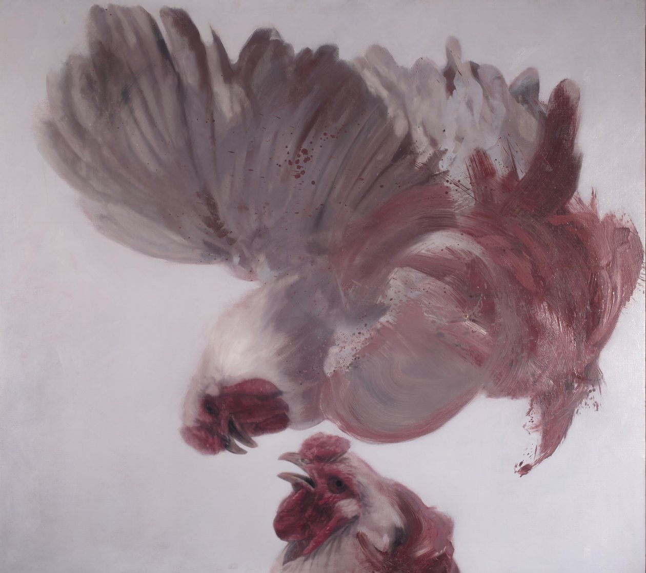 Gallos verticales II, 2003 (óleo sobre lienzo) de Nicola Pucci
