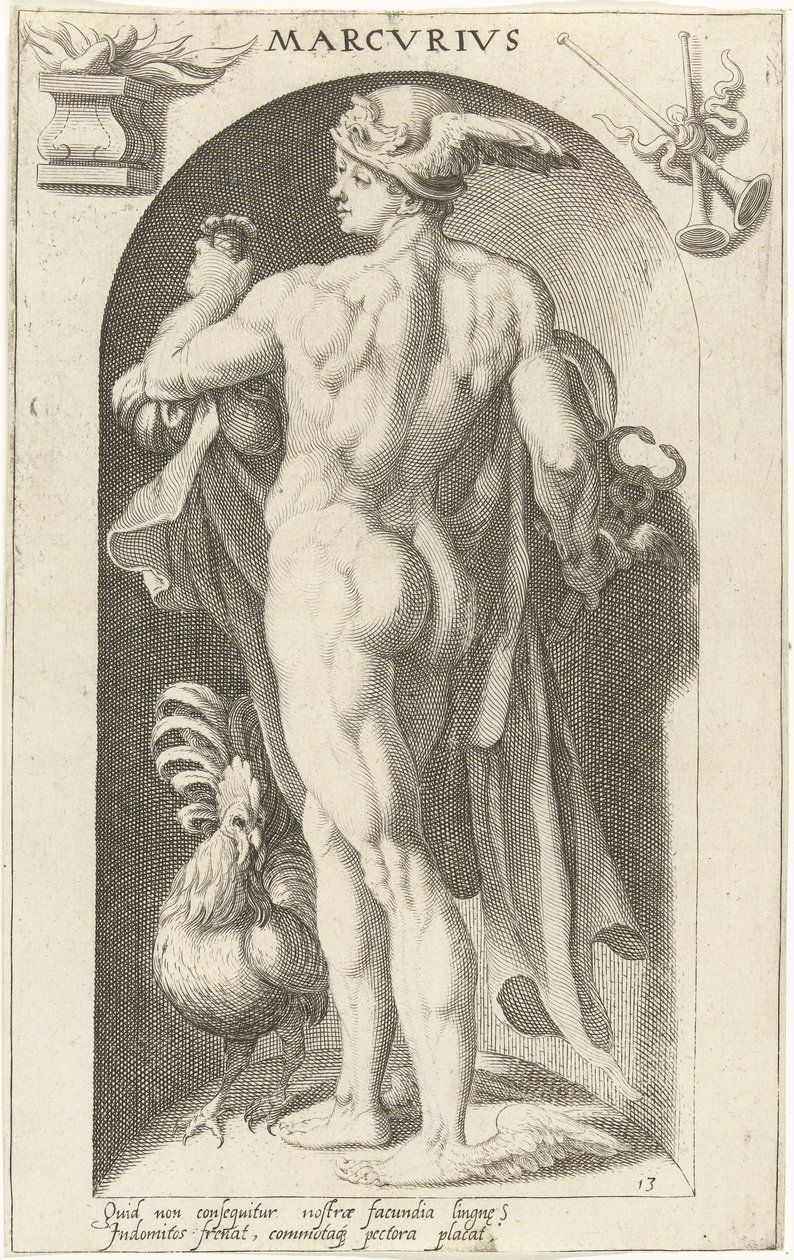Mercurio Marcvrivs (título sobre objeto) Dioses antiguos (título de la serie) de Nicolaas Braeu