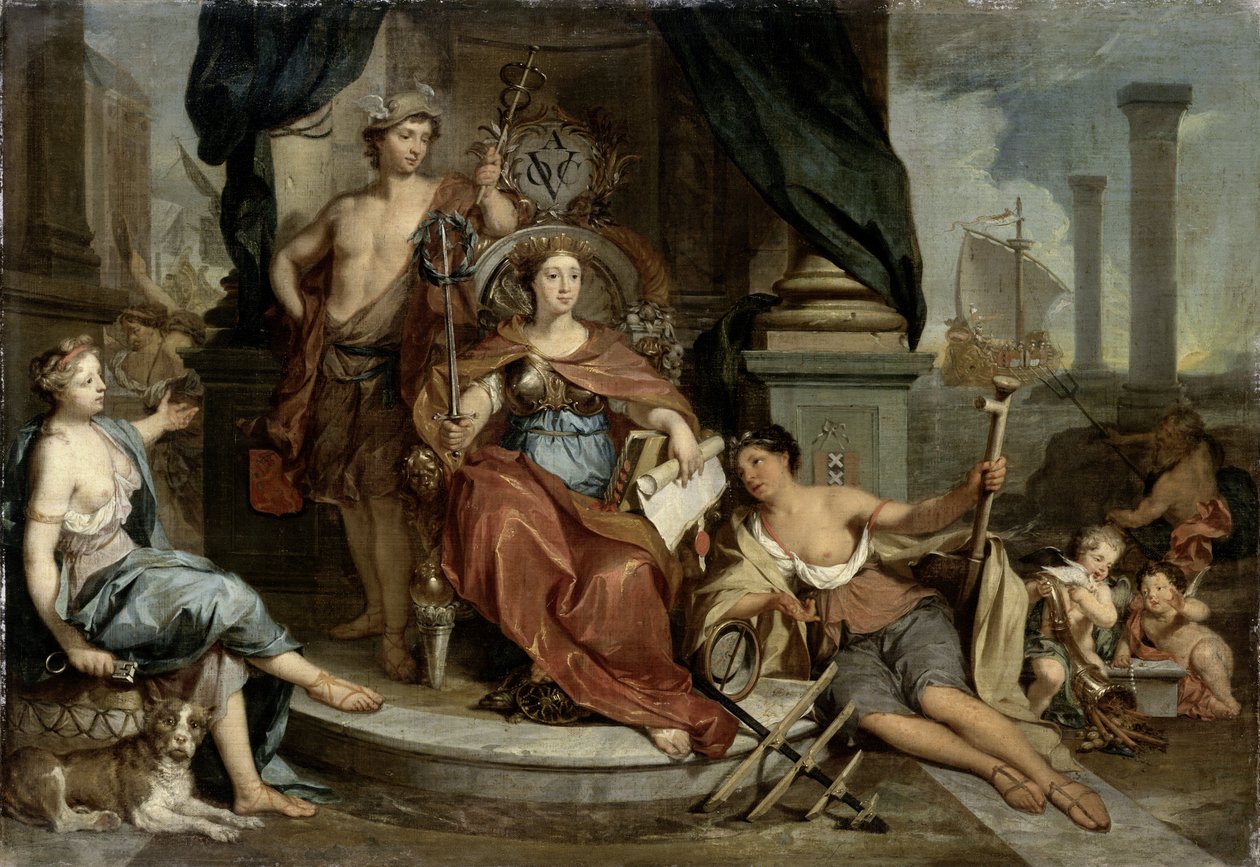 Apoteosis de la Compañía Holandesa de las Indias Orientales (Alegoría de la Cámara de Comercio de Ámsterdam de la VOC), 1702-46 de Nicolaes Verkolje