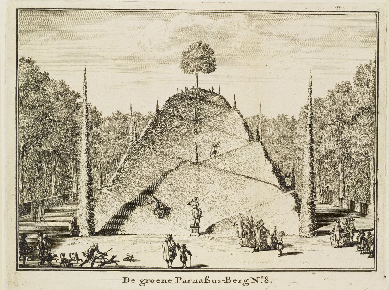 Monte Parnaso artificial, grabado por Johannes Van den Aveele de Nicolaes Jansz Visscher