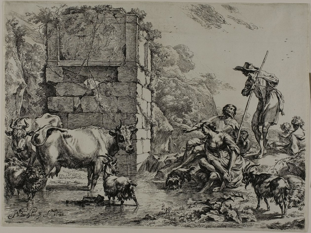 Vaca Bebiendo de Nicolaes Berchem