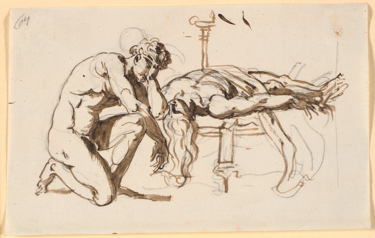 Aquiles llorando la muerte de Patroclo de Nicolai Abildgaard
