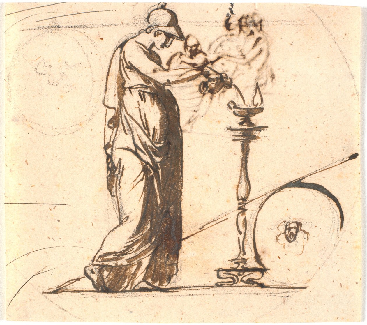 Atenea vertiendo aceite en una lámpara de Nicolai Abildgaard