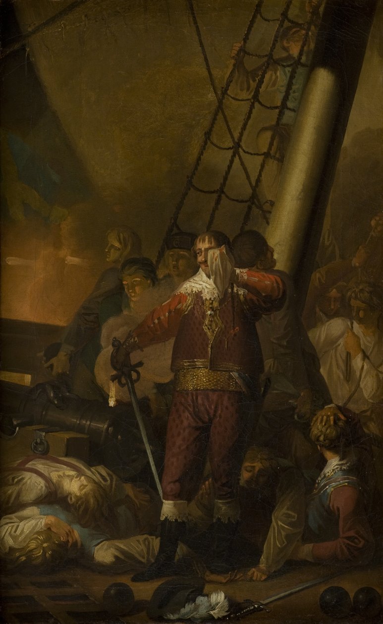 Cristián IV a bordo de su buque insignia "La Trinidad" de Nicolai Abildgaard