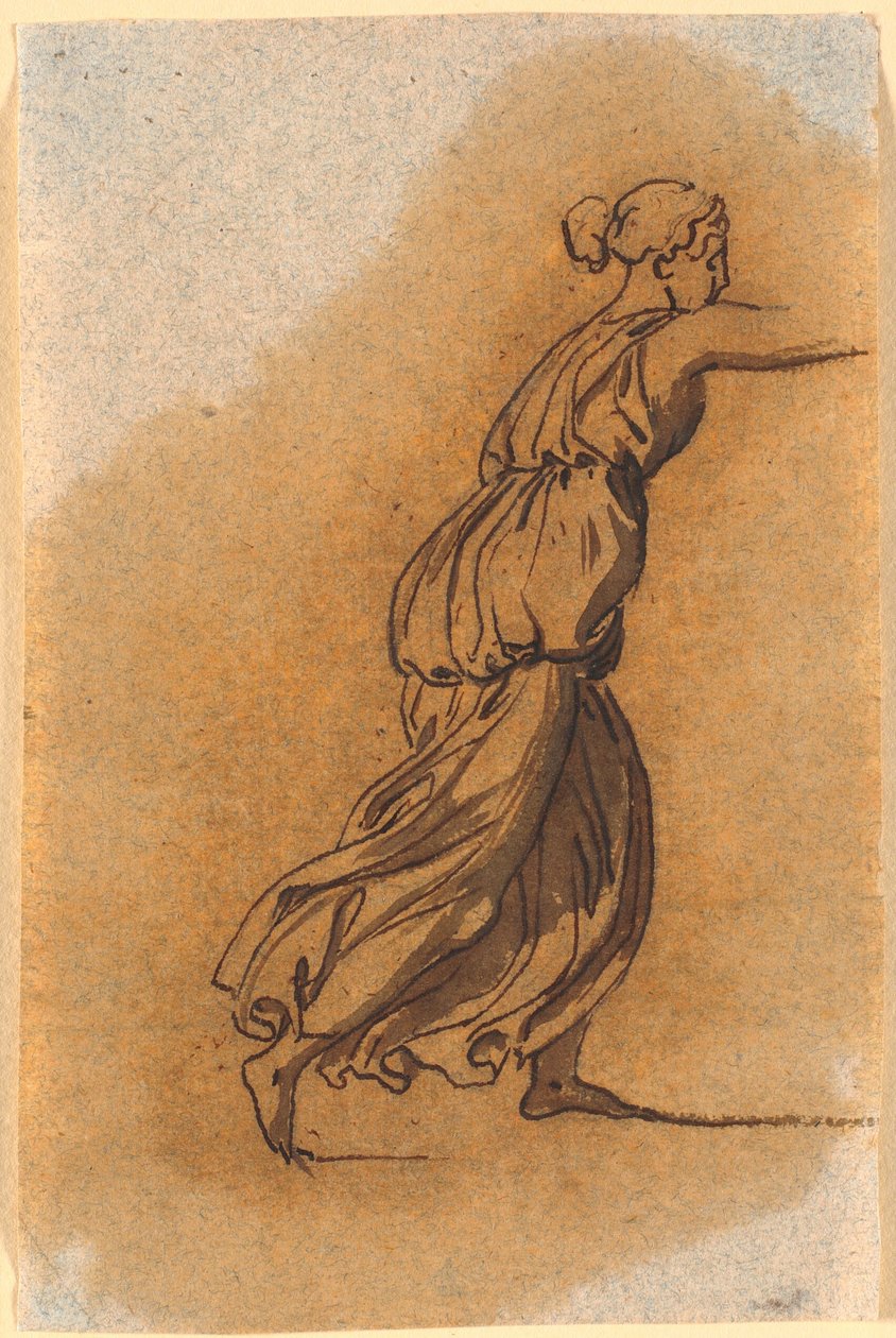 Una mujer corriendo con el brazo derecho extendido de Nicolai Abildgaard