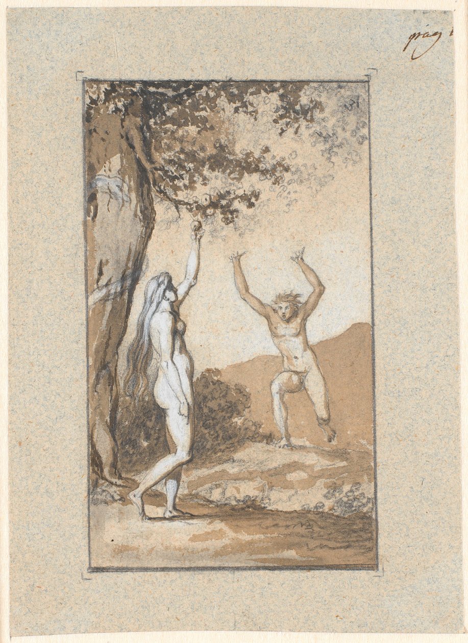 Eva recogiendo del Árbol del Conocimiento de Nicolai Abildgaard