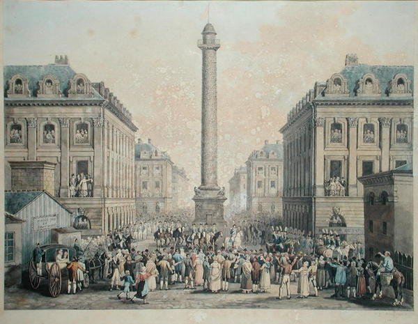 Charles-Ferdinand de Francia (1778-1820) Duque de Berry regresando a las Tullerías a través de la Place Vendome, 1814 de Nicolas Joseph Vergnaux