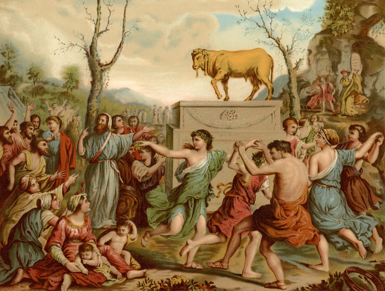 La adoración del becerro de oro de Nicolas Poussin