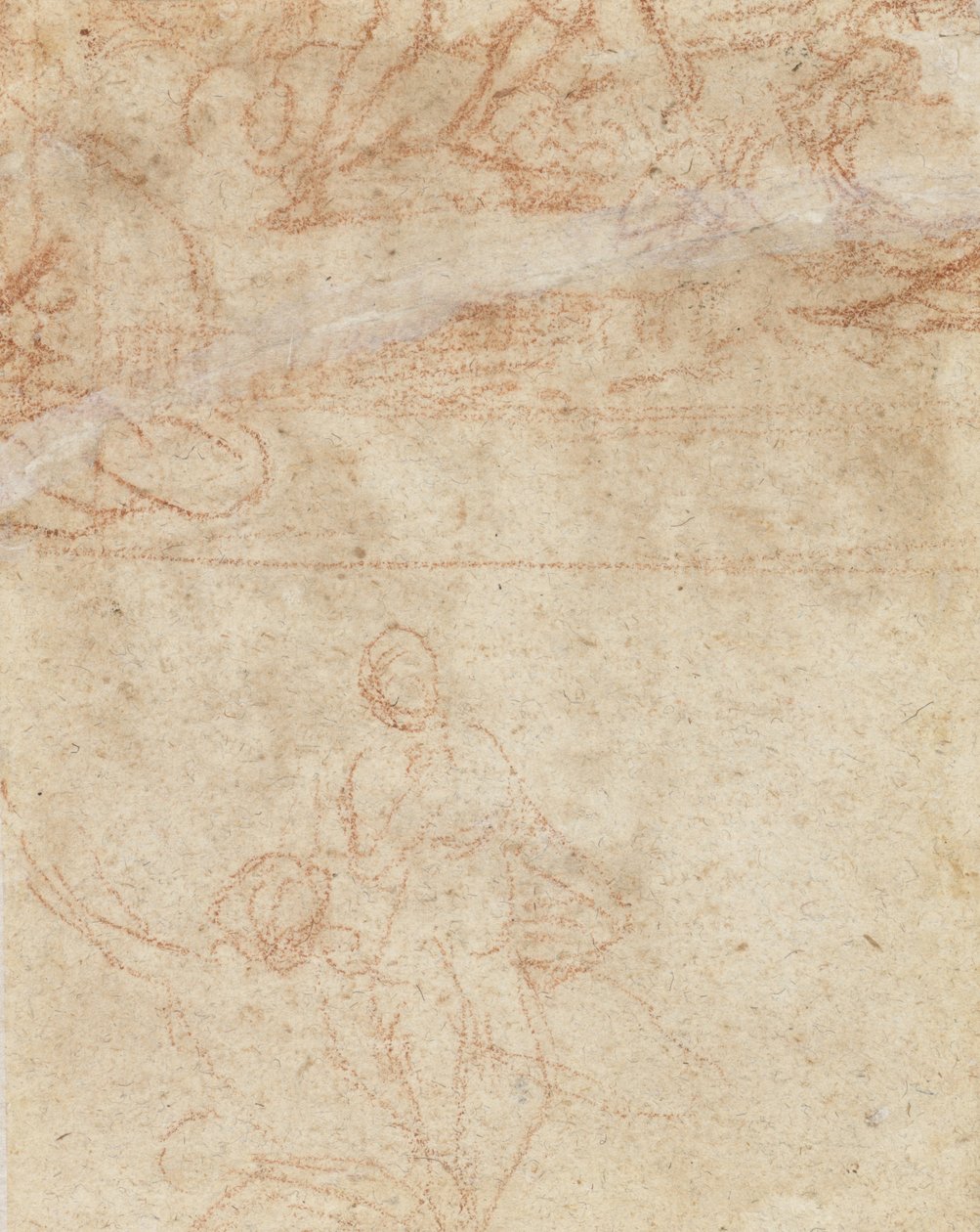 Dos bocetos, una mujer agachada con una figura de pie a su lado y otro grupo de figuras de Nicolas Poussin