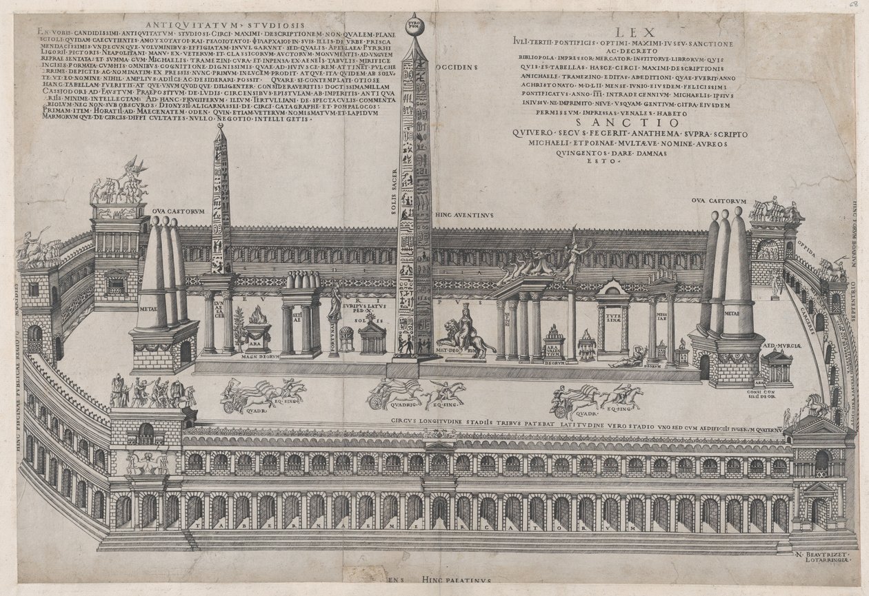 Speculum Romanae Magnificentiae: Circo Máximo, 1553 de Nicolas Beatrizet