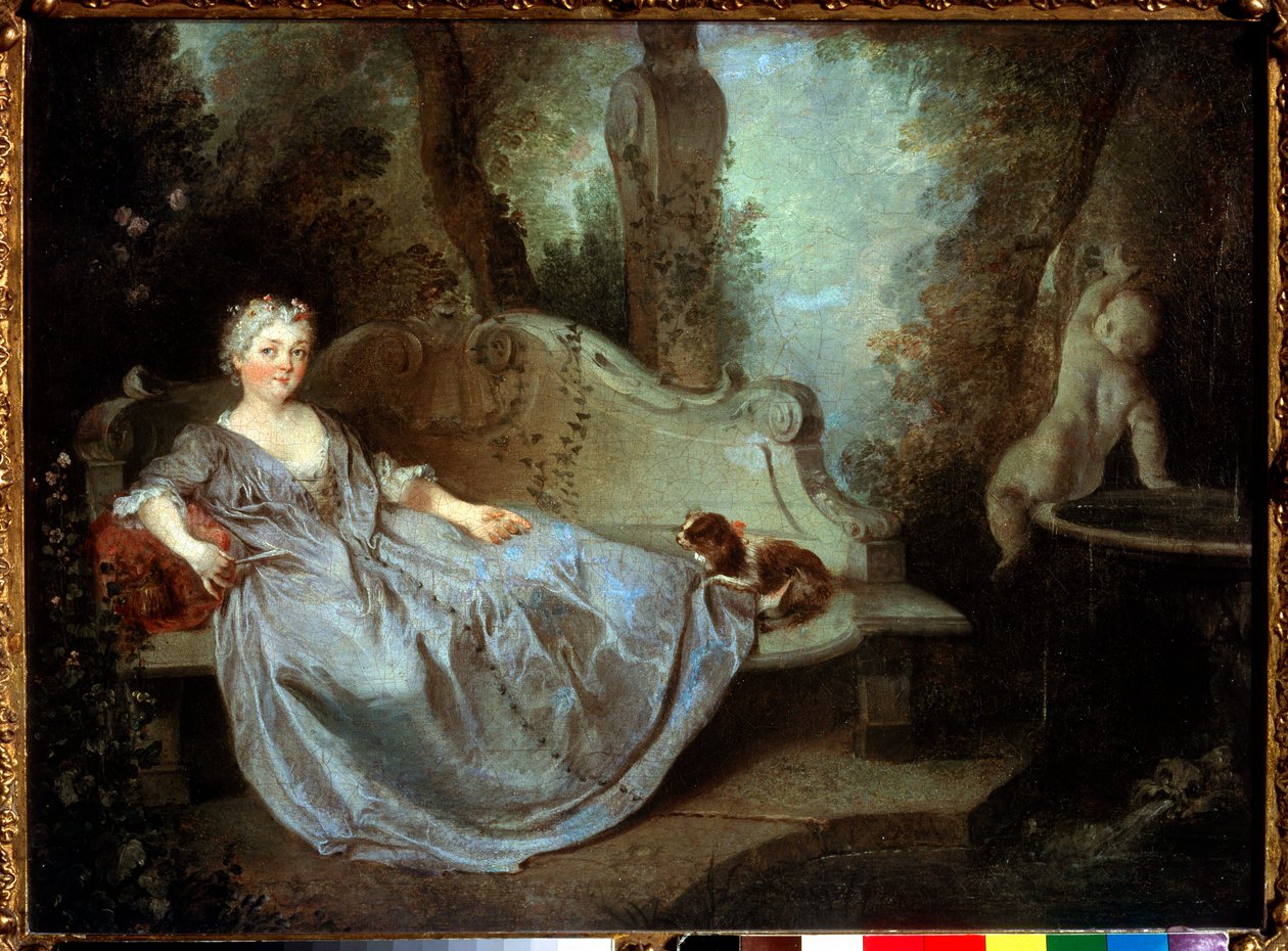 Una dama en un jardín, siglo XVIII de Nicolas Lancret