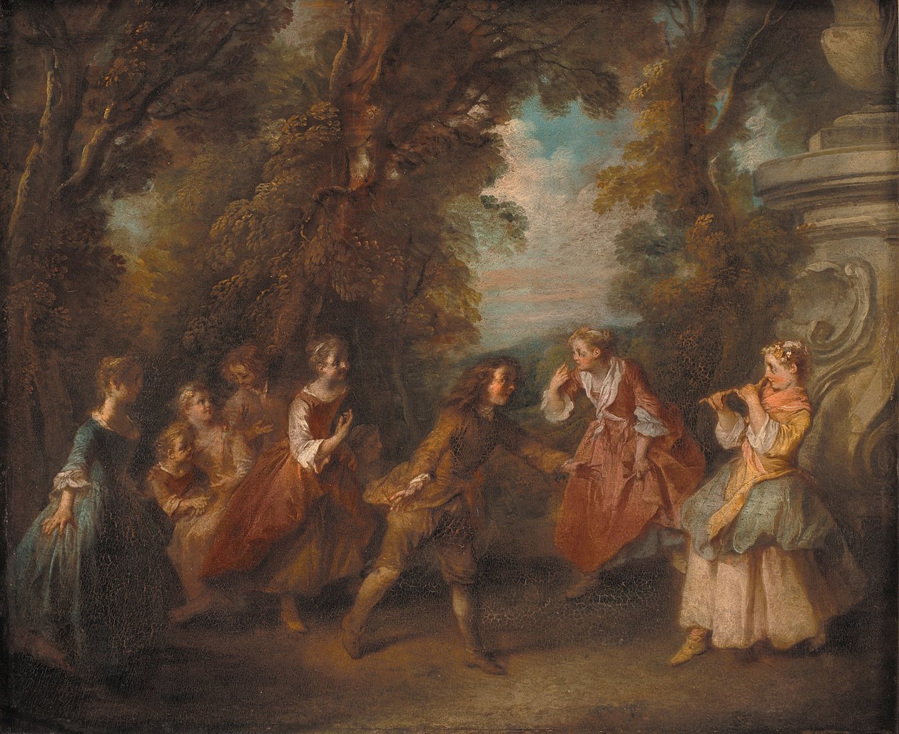 Niños jugando al aire libre de Nicolas Lancret